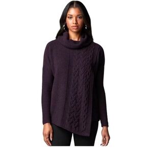 Simply Vera Wang Womens Purple Cowl Neck Knit Asymmetrical Sweater Sz XL New